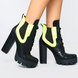 Fashion Nova- Neon/ Black Booties